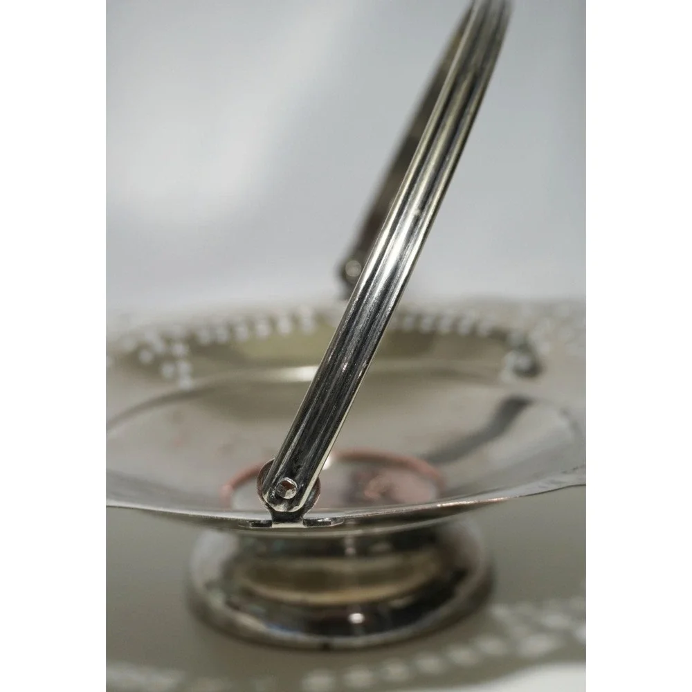 Vintage Silver Plated Filigree Basket 9